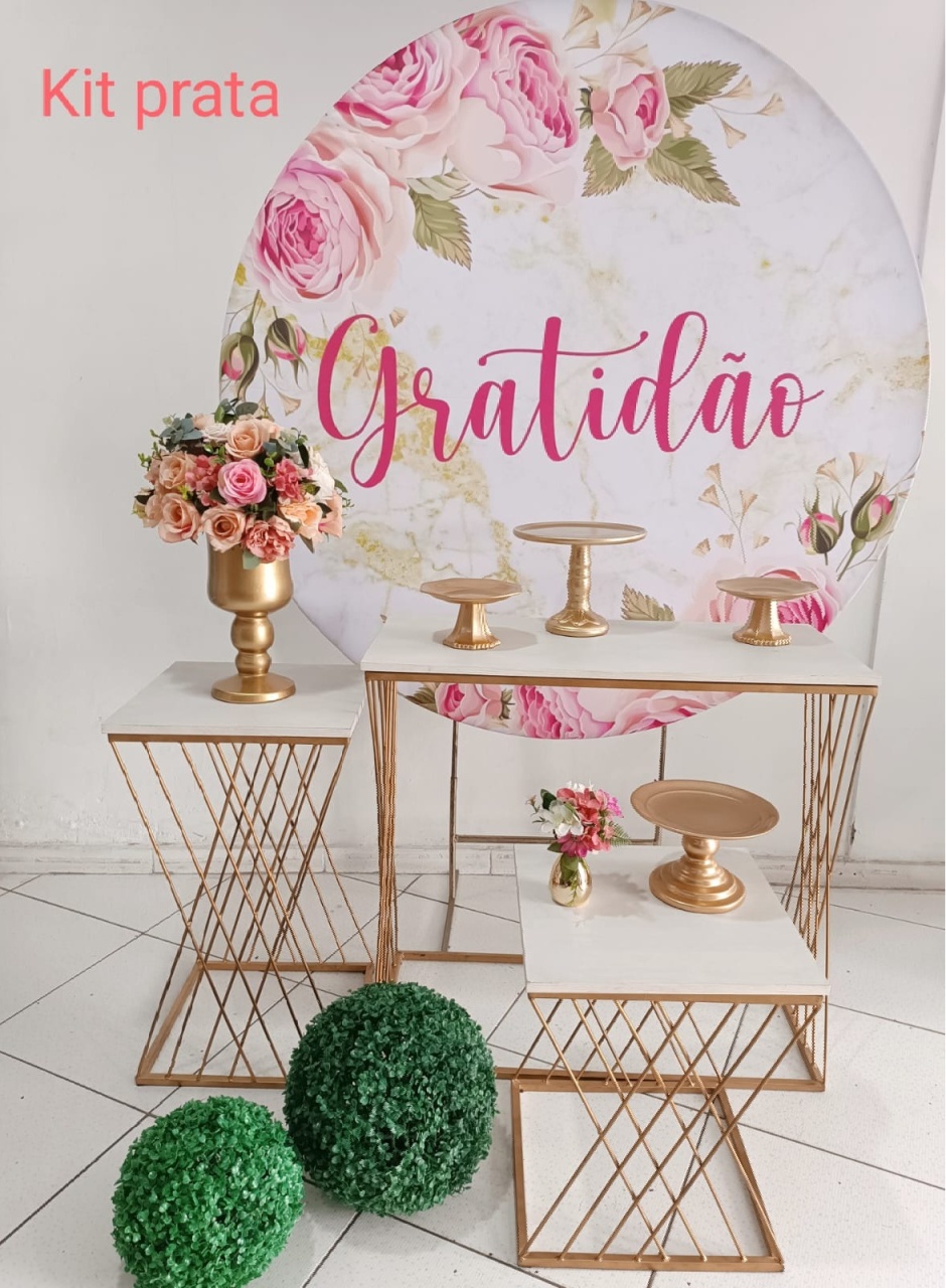 Kit Gratidão Branco E Rosa Prata - Inspire Festas