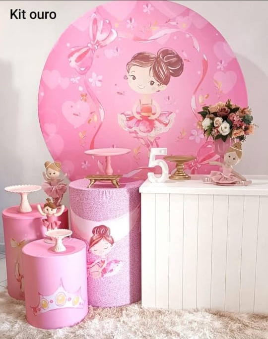 Kit Bailarina Rosa Ouro  - Inspire Festas