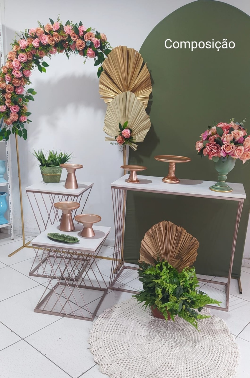 Kit Arco Floral Rosa Com Verde Eucalipto Composição - Inspire Festas