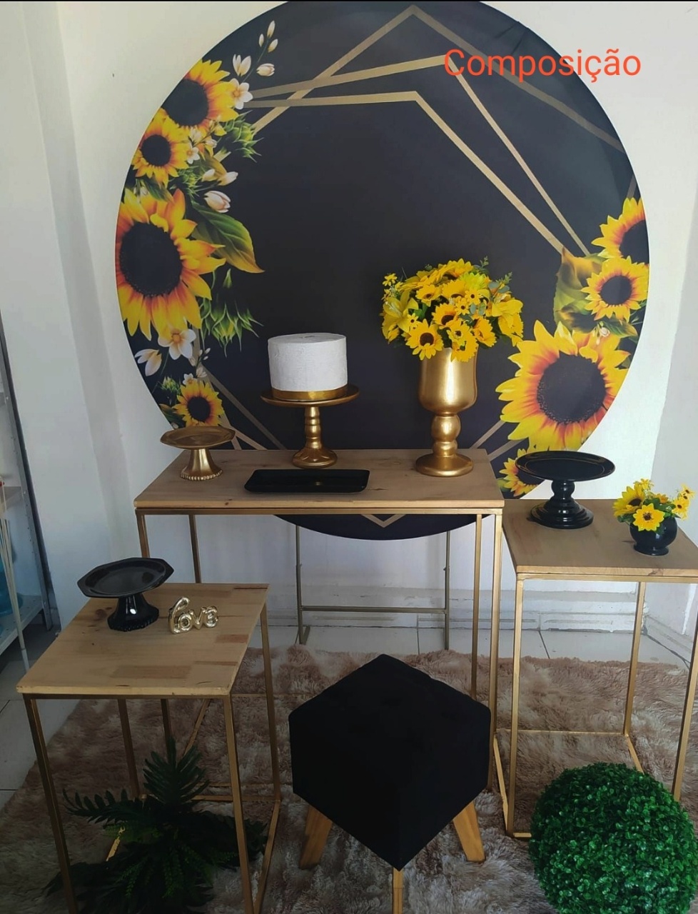 Kit Girassol Mesa Cubo Composição  - Inspire Festas
