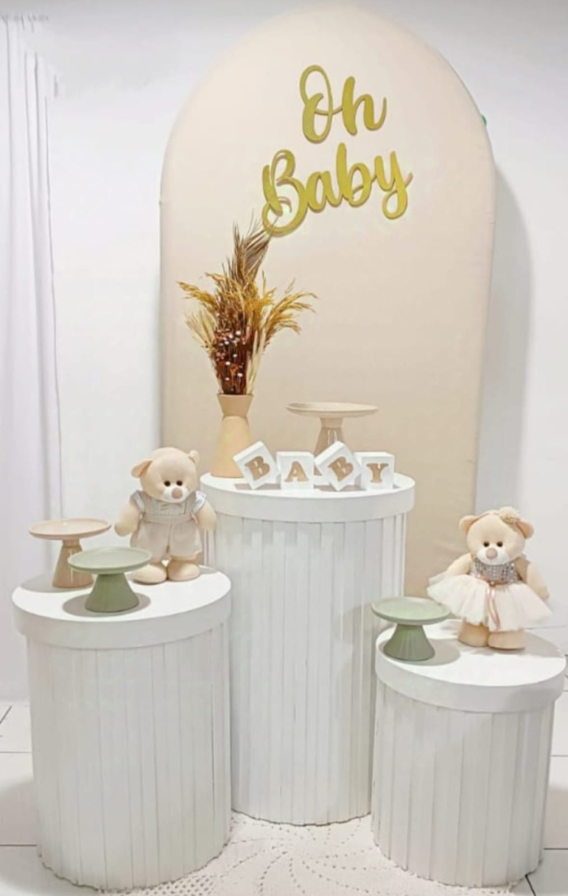Kit Chá Revelação Nude E Verde Oh Baby Cilindros Ripado  - Inspire Festas