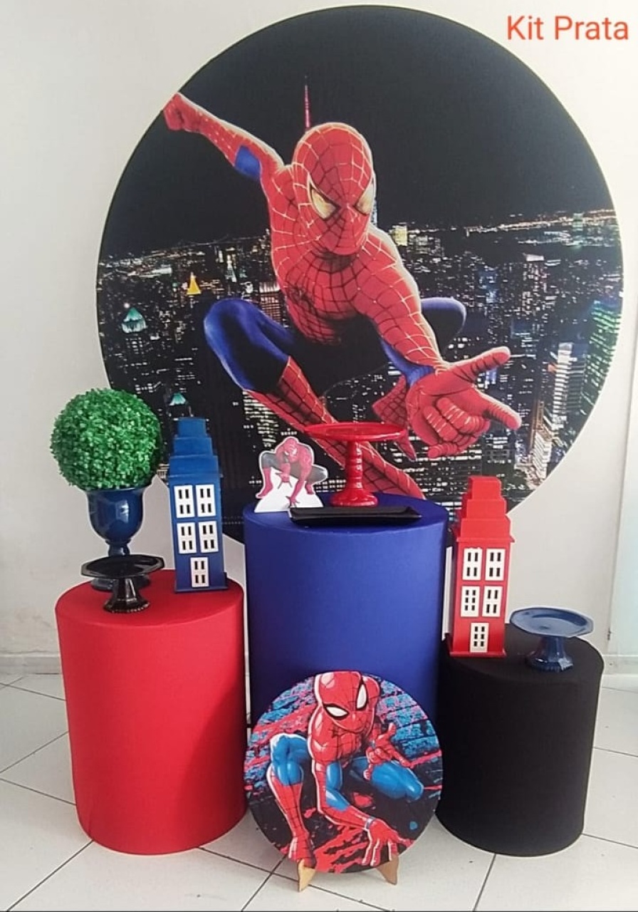 Kit Homem Aranha Prata Cilindros - Inspire Festas