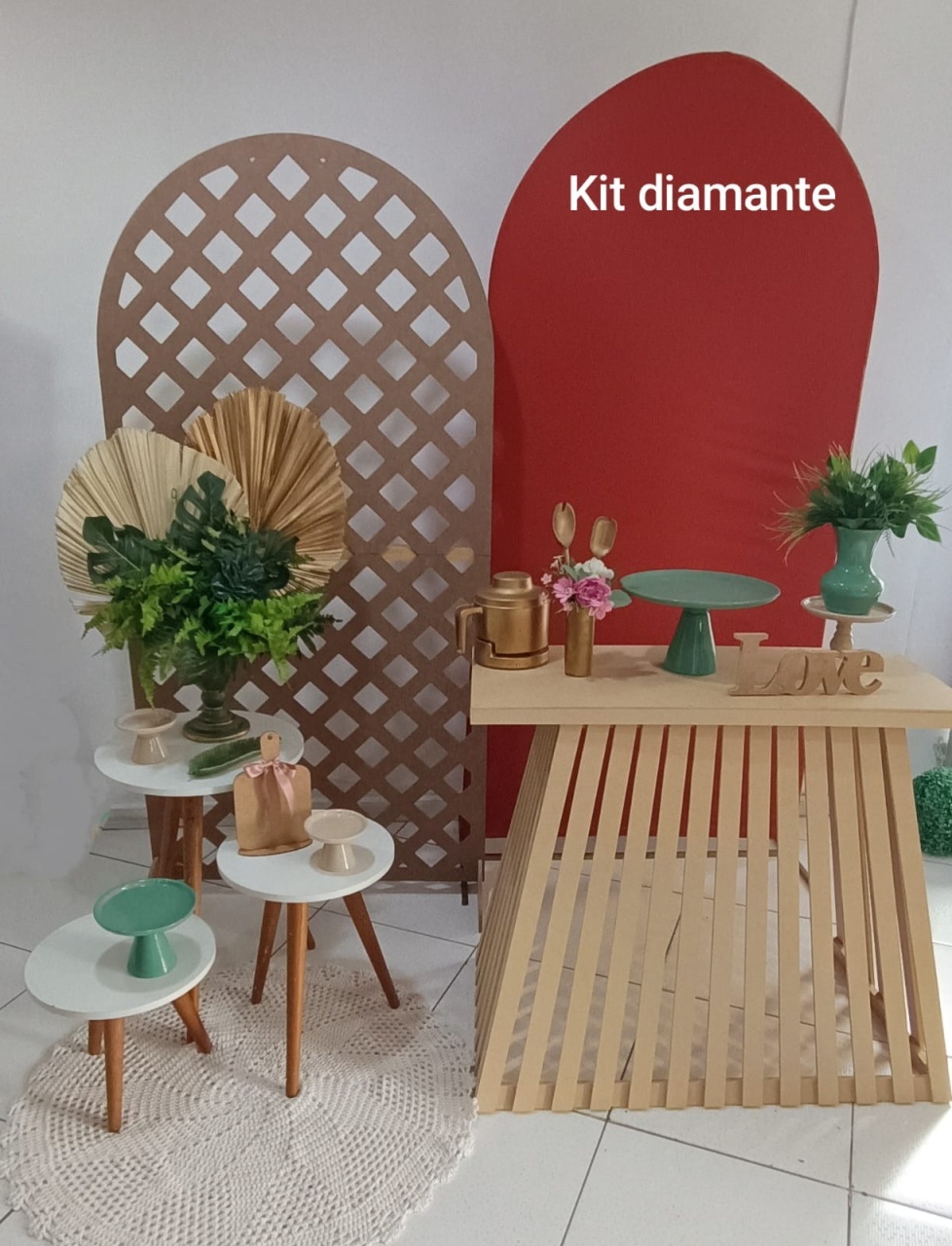 Kit Cha de Panela Mesa Ripada Retangular Diamante - Inspire Festas