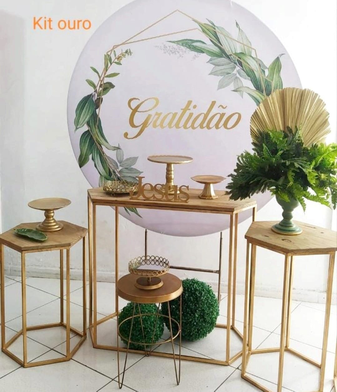 Kit Gratidão Branco E Dourado Ouro - Inspire Festas