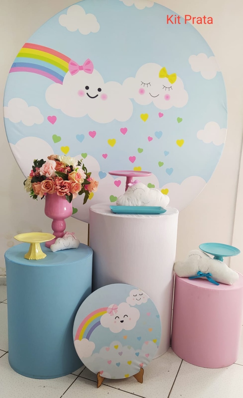 Kit Chuva de Bençãos Rosa Prata - Inspire Festas