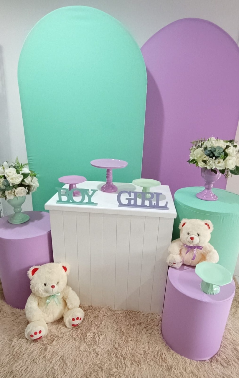 Kit Ursinho Lilás E Verde Painel Romano Diamante - Inspire Festas