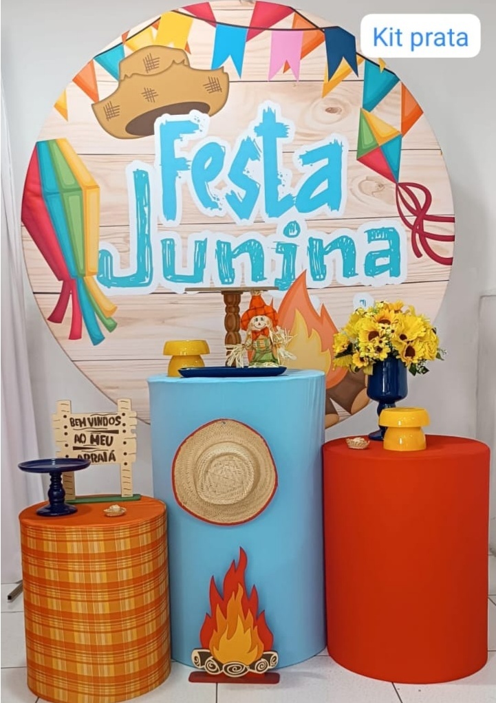 Kit Arraia Madeira Com Chapeu Festa Junina Prata - Inspire Festas