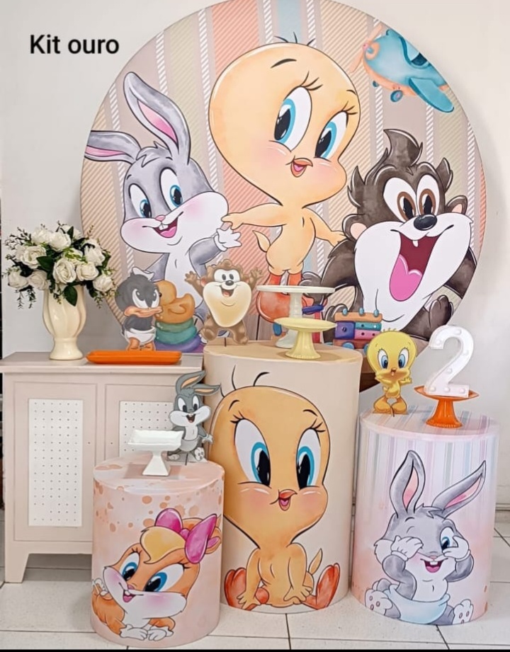 Kit Baby Looney Tunes Ouro - Inspire Festas
