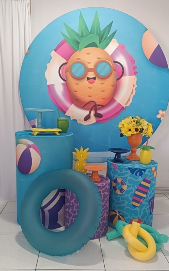 Kit Pool Party Abacaxi Prata - Inspire Festas