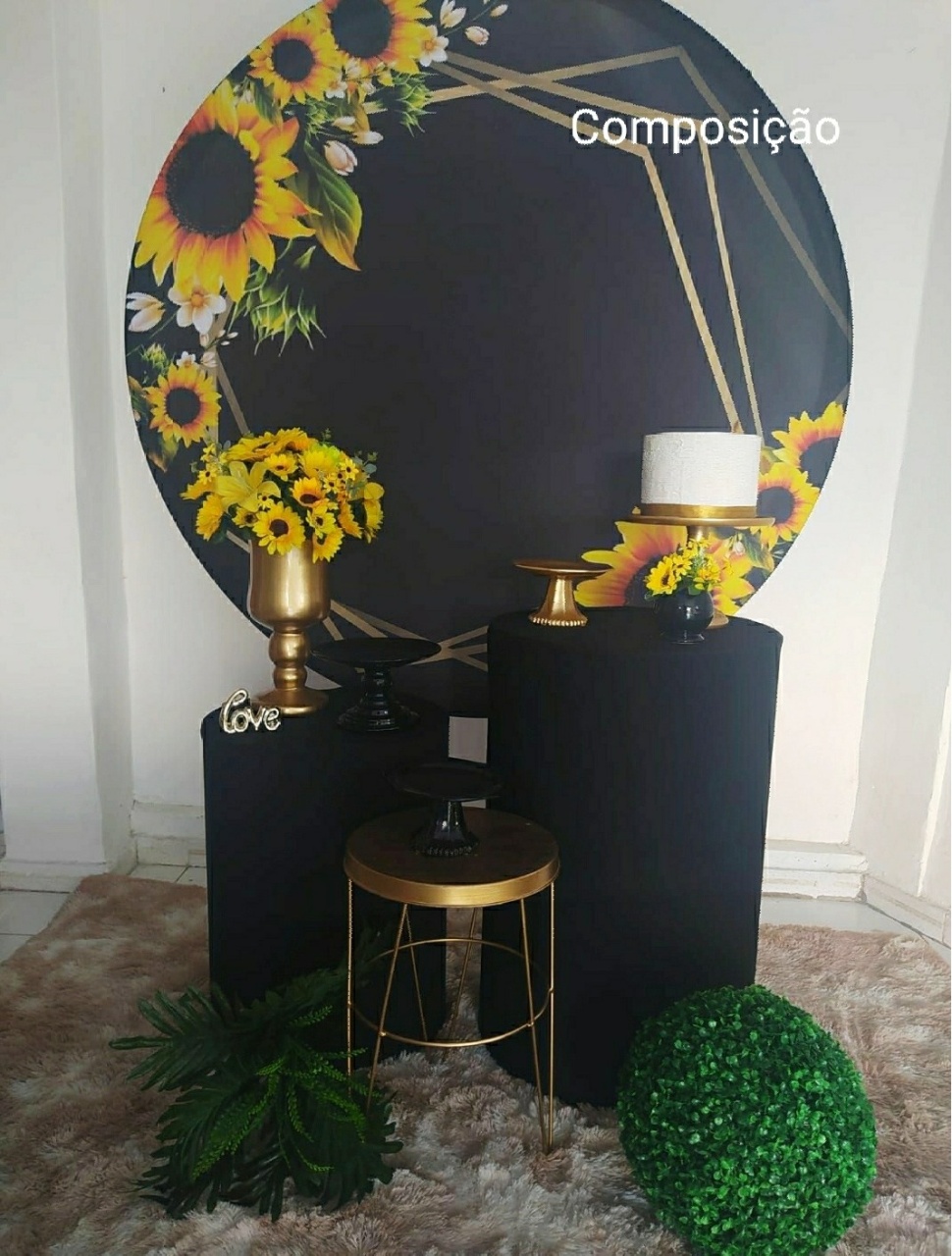 Kit Girassol Cilindro Mdf Composição - Inspire Festas