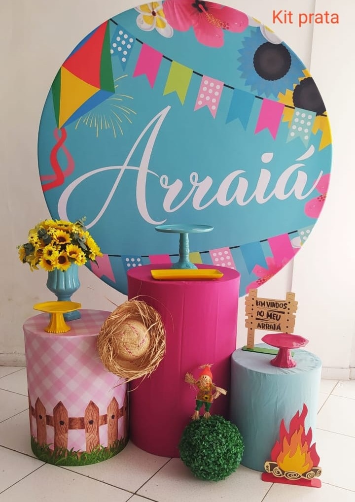 Kit Arraia Azul Com Rosa Prata - Inspire Festas