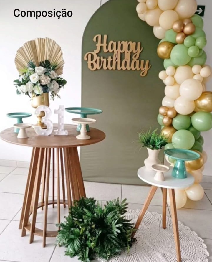 Kit Romano Verde Mesa Ripada Cone Composição  - Inspire Festas