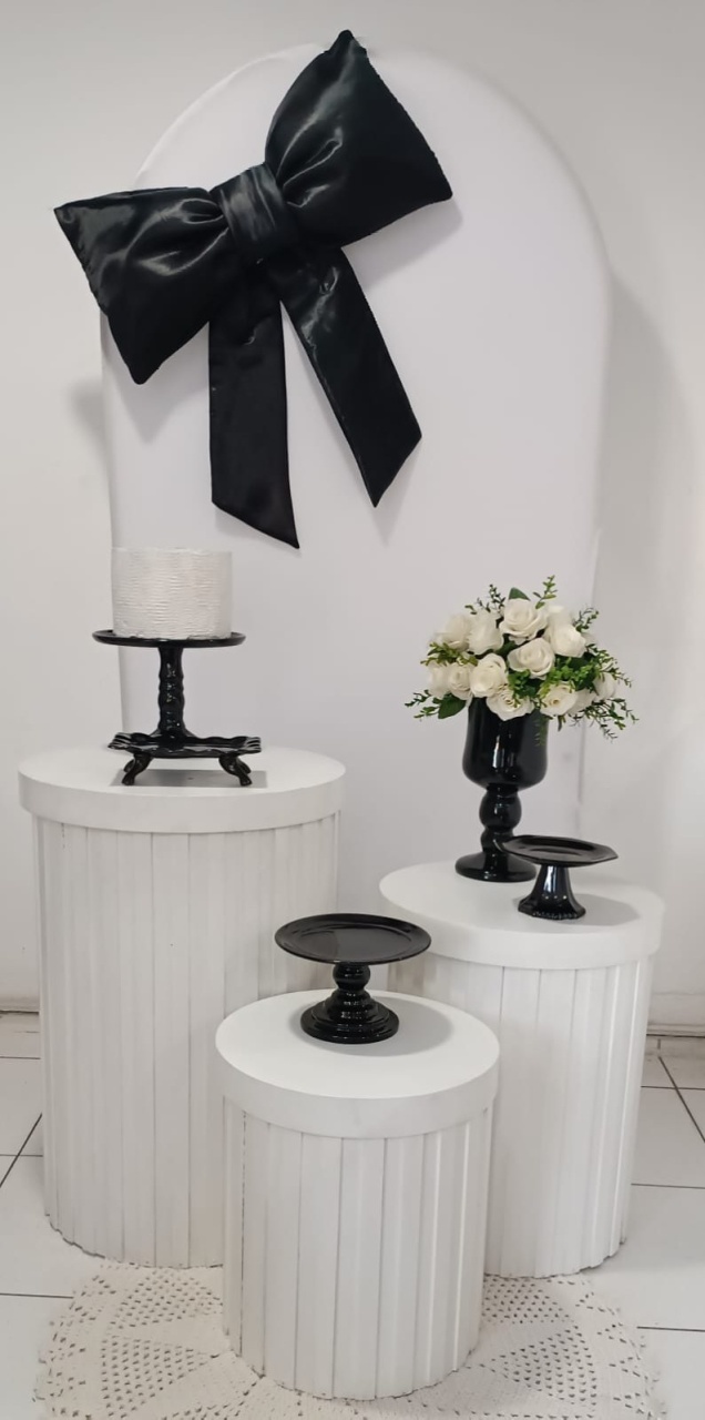 Kit Com Laço Preto Prata - Inspire Festas