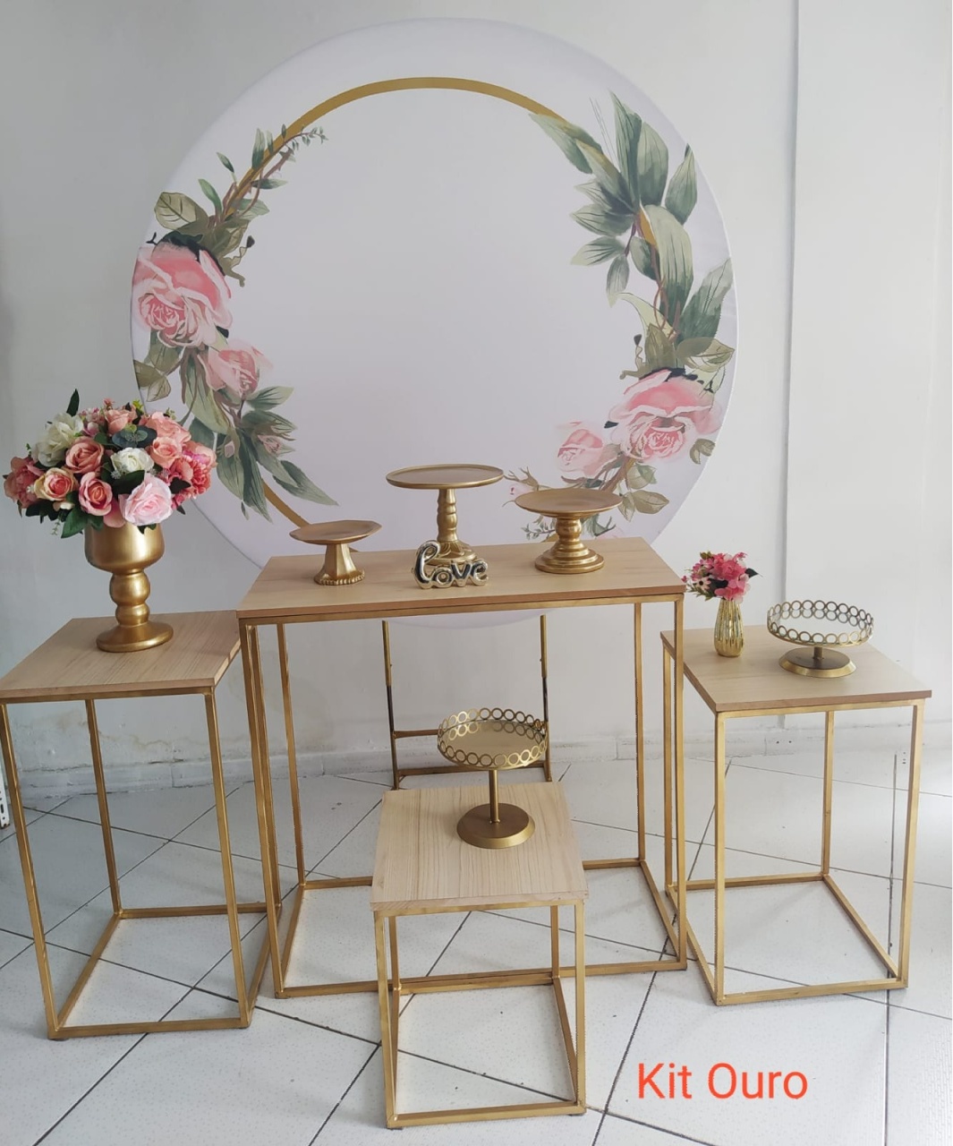 Kit Floral Verde Com Rose Ouro - Inspire Festas