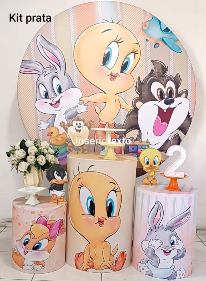 Kit Baby Looney Tunes Prata - Inspire Festas