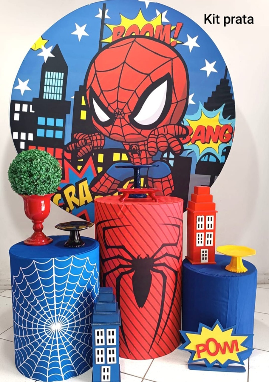Kit Homem Aranha Baby Redondo 1,50 Prata - Inspire Festas