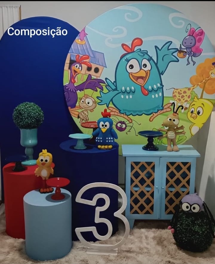 Kit Galinha Pintadinha Azul Composição Com Numeral G Mdf - Inspire Festas