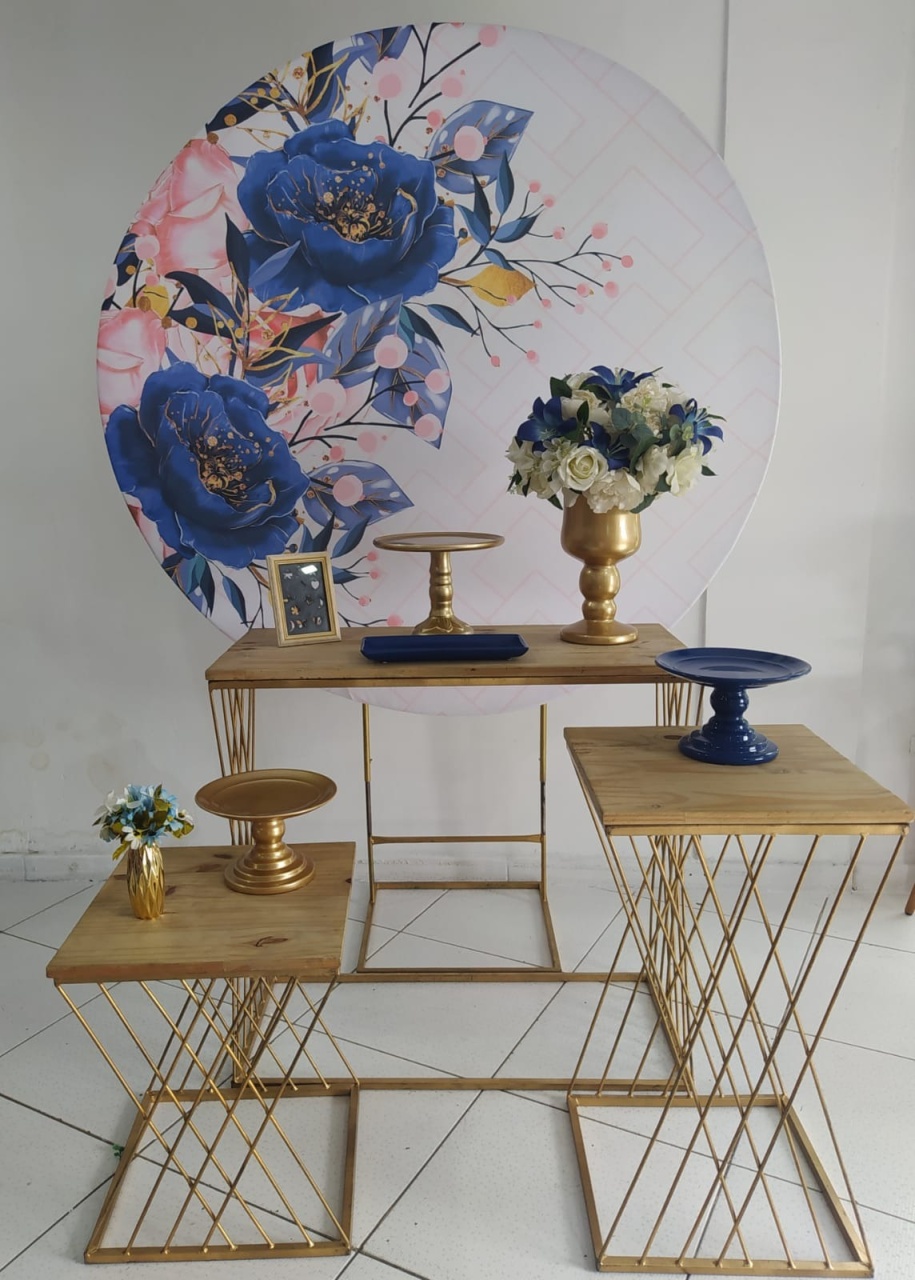 Kit Floral Azul Prata - Inspire Festas