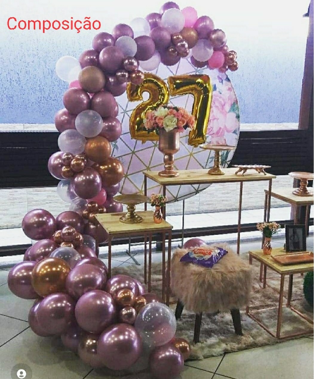 Kit Diamante Rose Mesa Cubo Composição - Inspire Festas