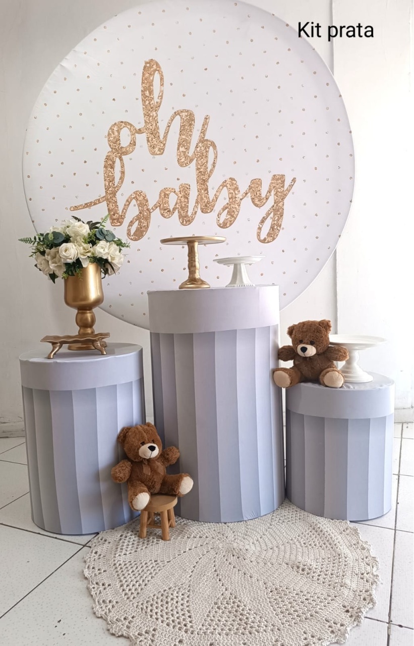 Kit Oh Baby Ursinho Marrom Prata - Inspire Festas