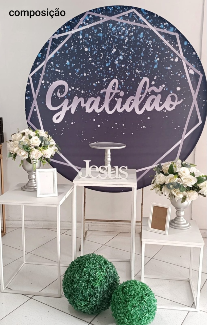 Kit Gratidão Preto Com Mesa Cubo Branca Prata - Inspire Festas