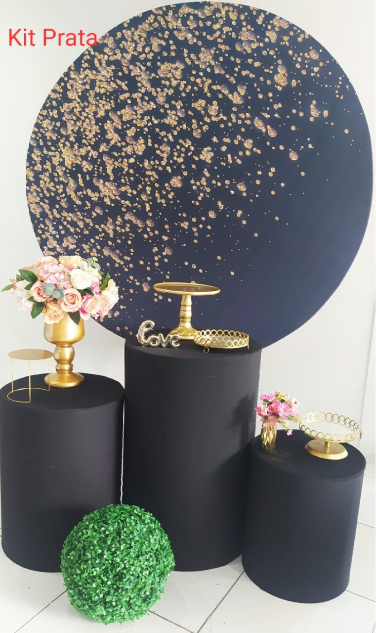 Kit Gleatter Preto Com Dourado Prata - Inspire Festas