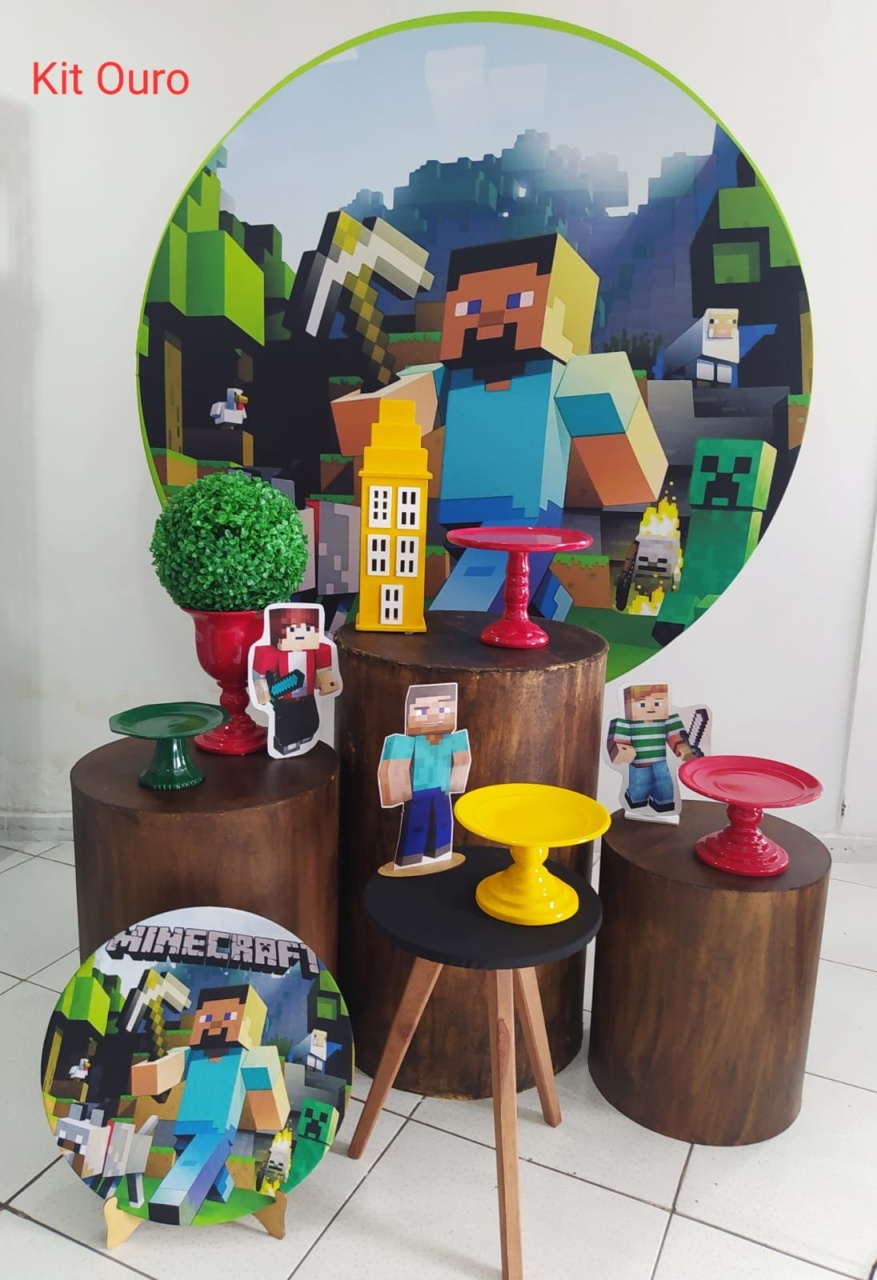 Kit Minecraft Ouro - Inspire Festas