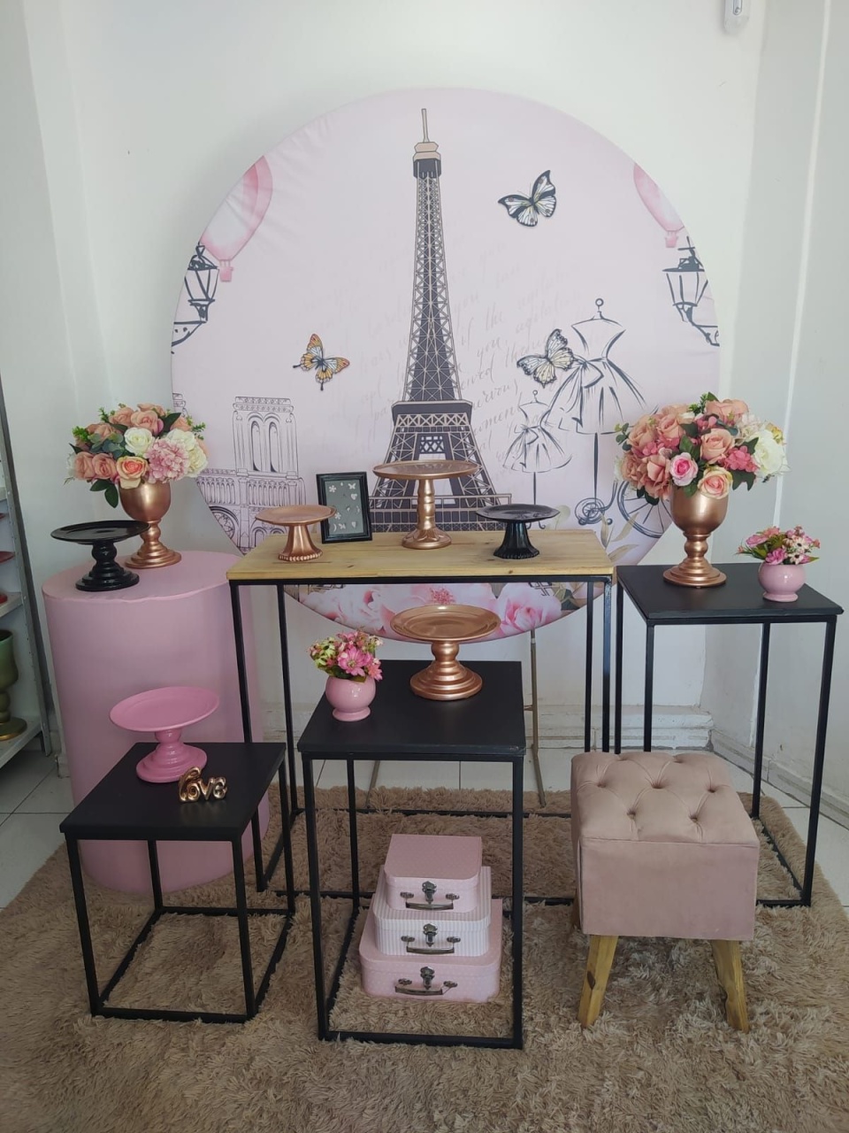 Kit Paris Mesa Cubo Preta Composição - Inspire Festas