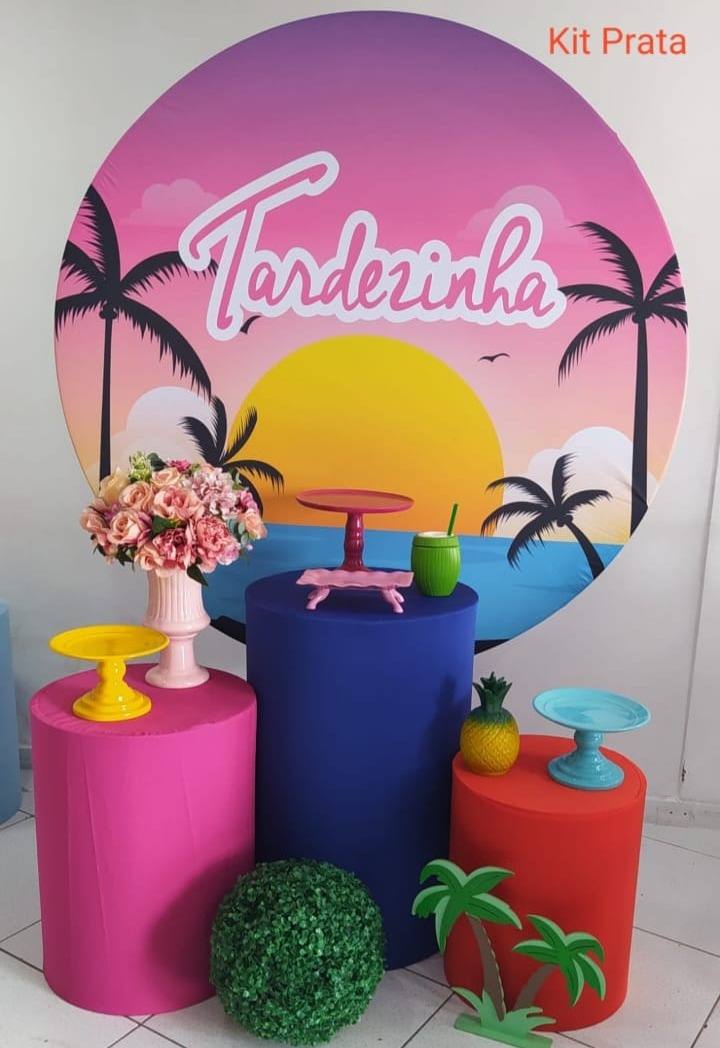 Kit Tardizinha Rosa Prata Flores Rosa - Inspire Festas