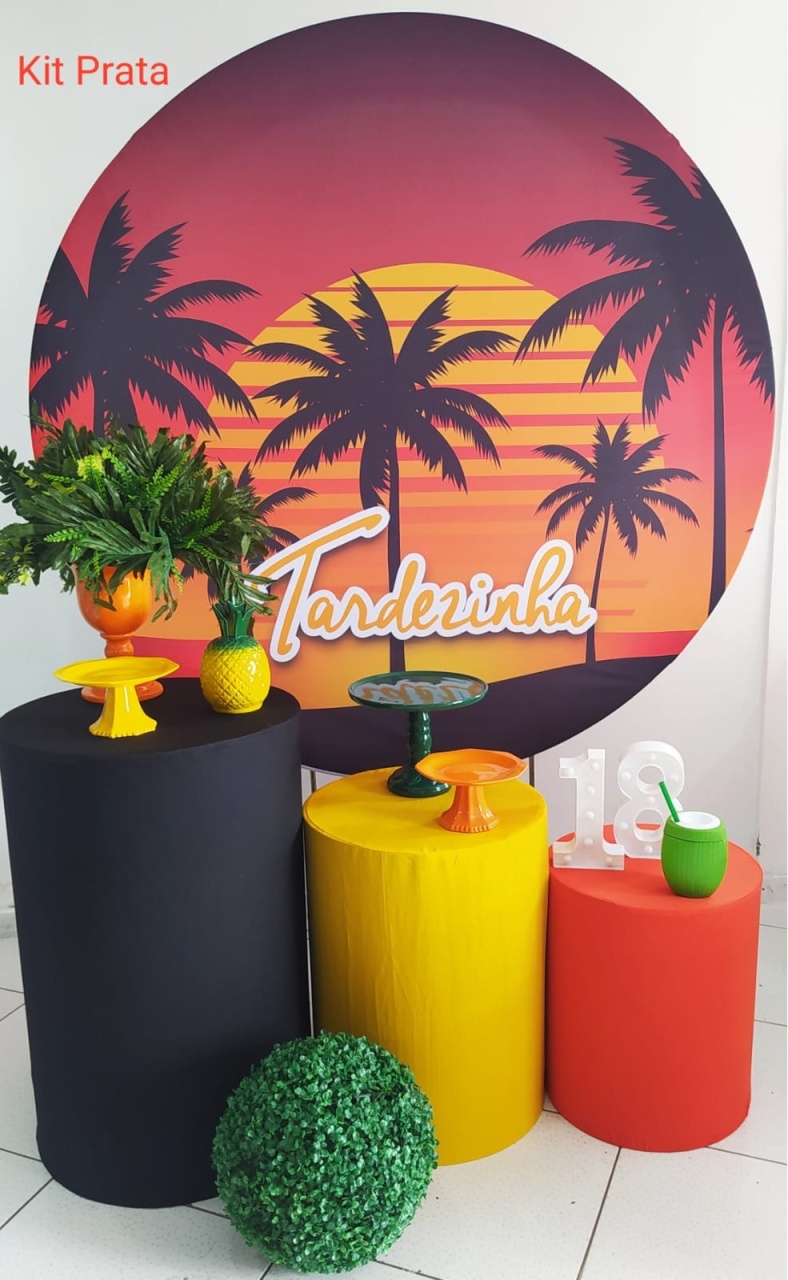 Kit Tardezinha Preto Cilindro Mdf Prata - Inspire Festas