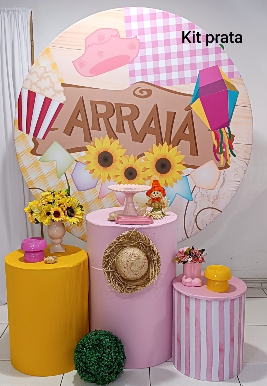 Kit Arraia Pipoca Com Girassol Prata - Inspire Festas