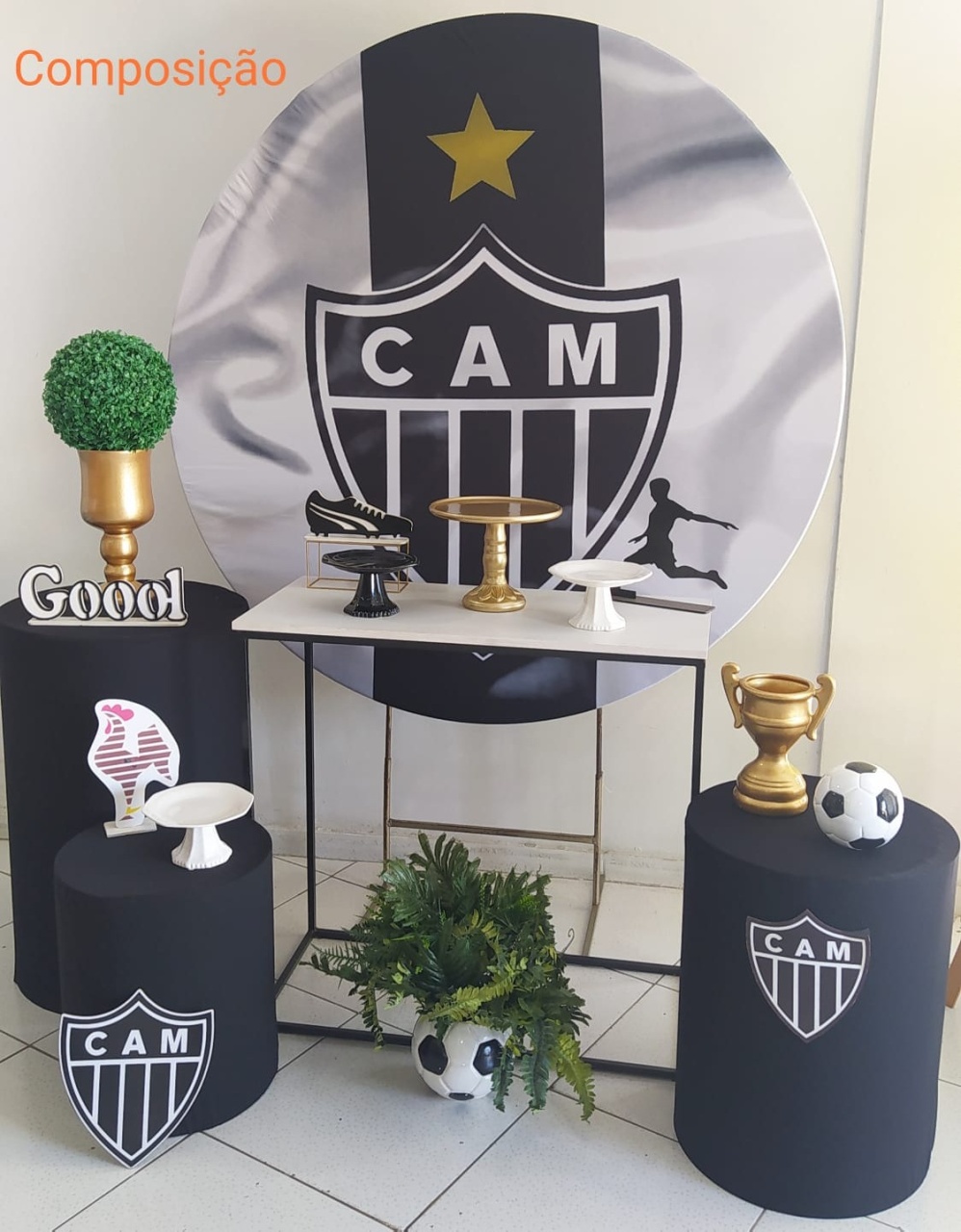Kit Atlético Mesa Cubo Preta Composição - Inspire Festas