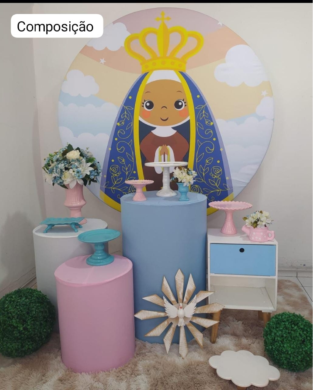 Kit Nossa Senhora Cilindro Redondo Composição - Inspire Festas