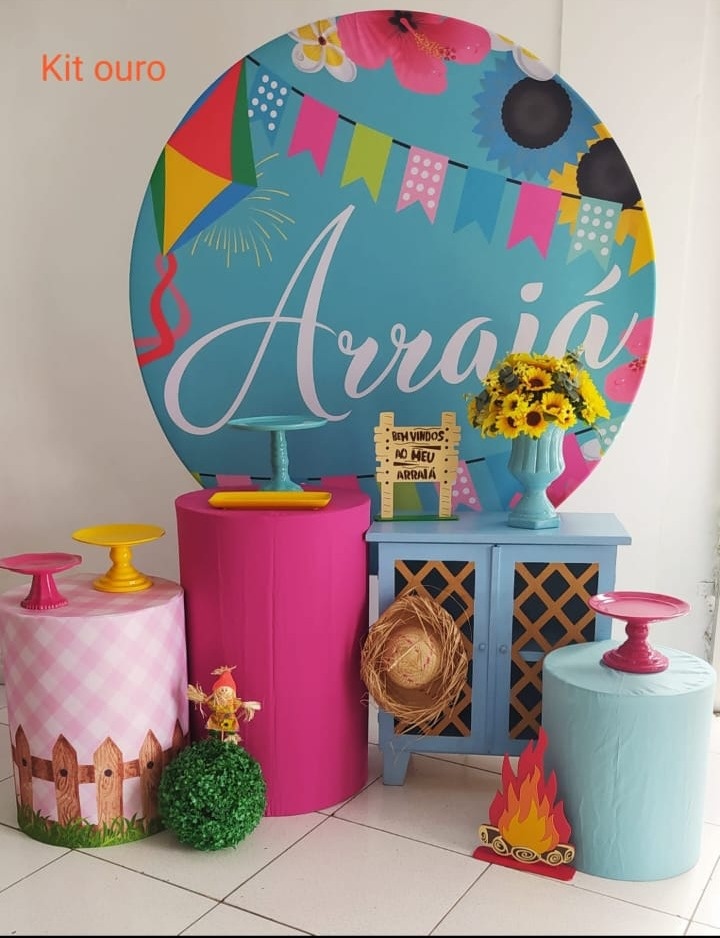 Kit Arraia Azul Com Rosa Ouro - Inspire Festas