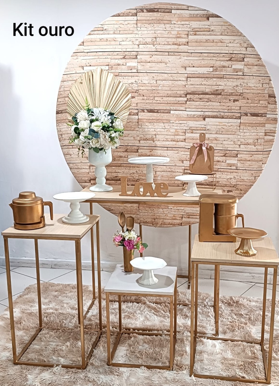 Kit Cha de Panela Mesa Cubo Ouro - Inspire Festas