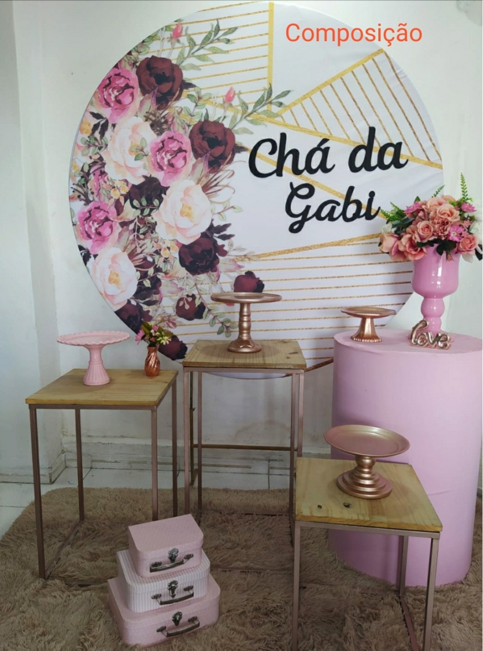 Kit Chá de Lingerie Painel Marsala Cilindro Mdf Composição - Inspire Festas