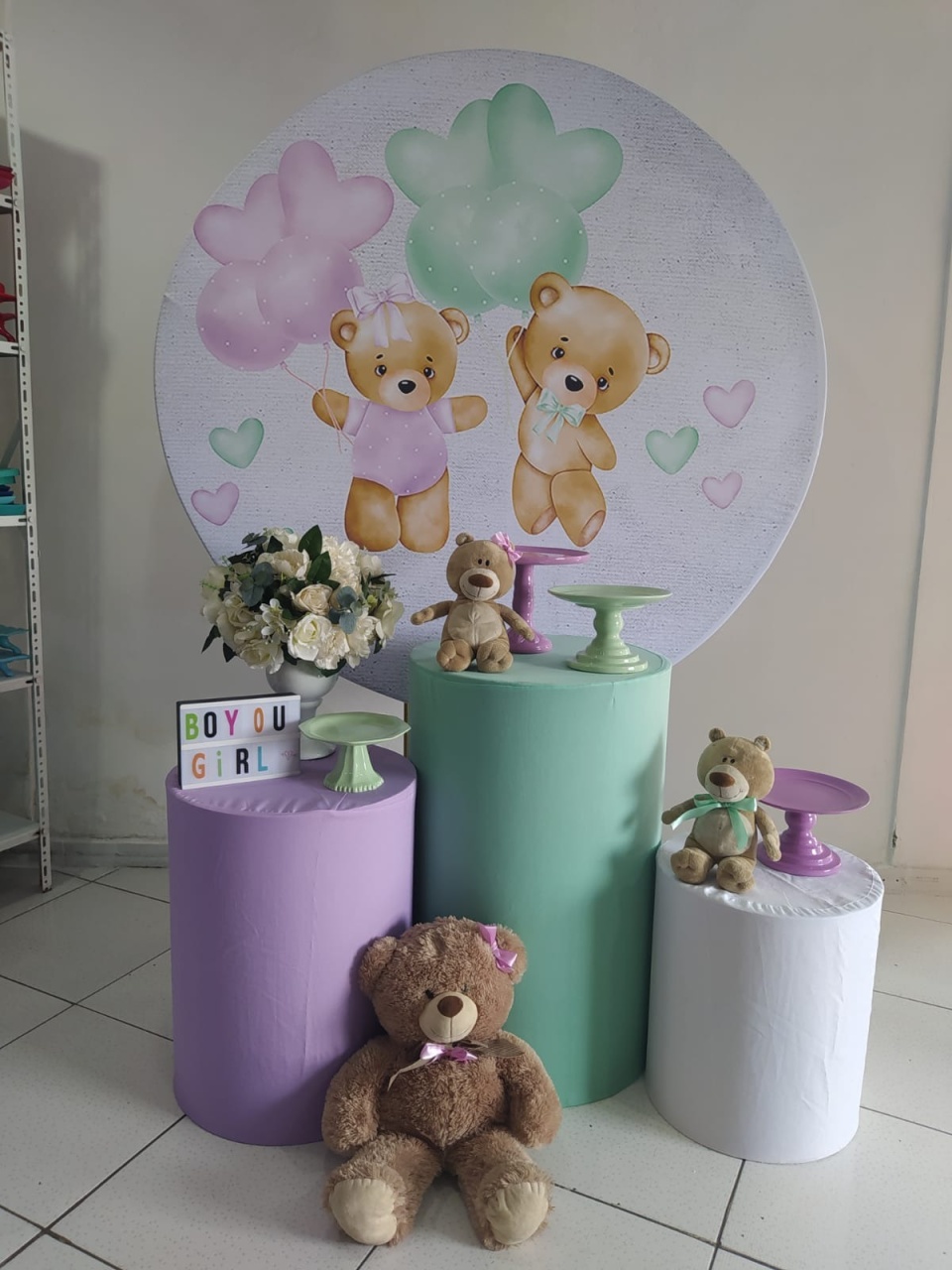 Kit Ursinho Lilás E Verde Prata - Inspire Festas