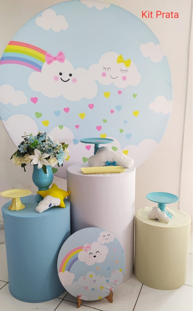 Kit Chuva de Bençãos Azul Prata - Inspire Festas