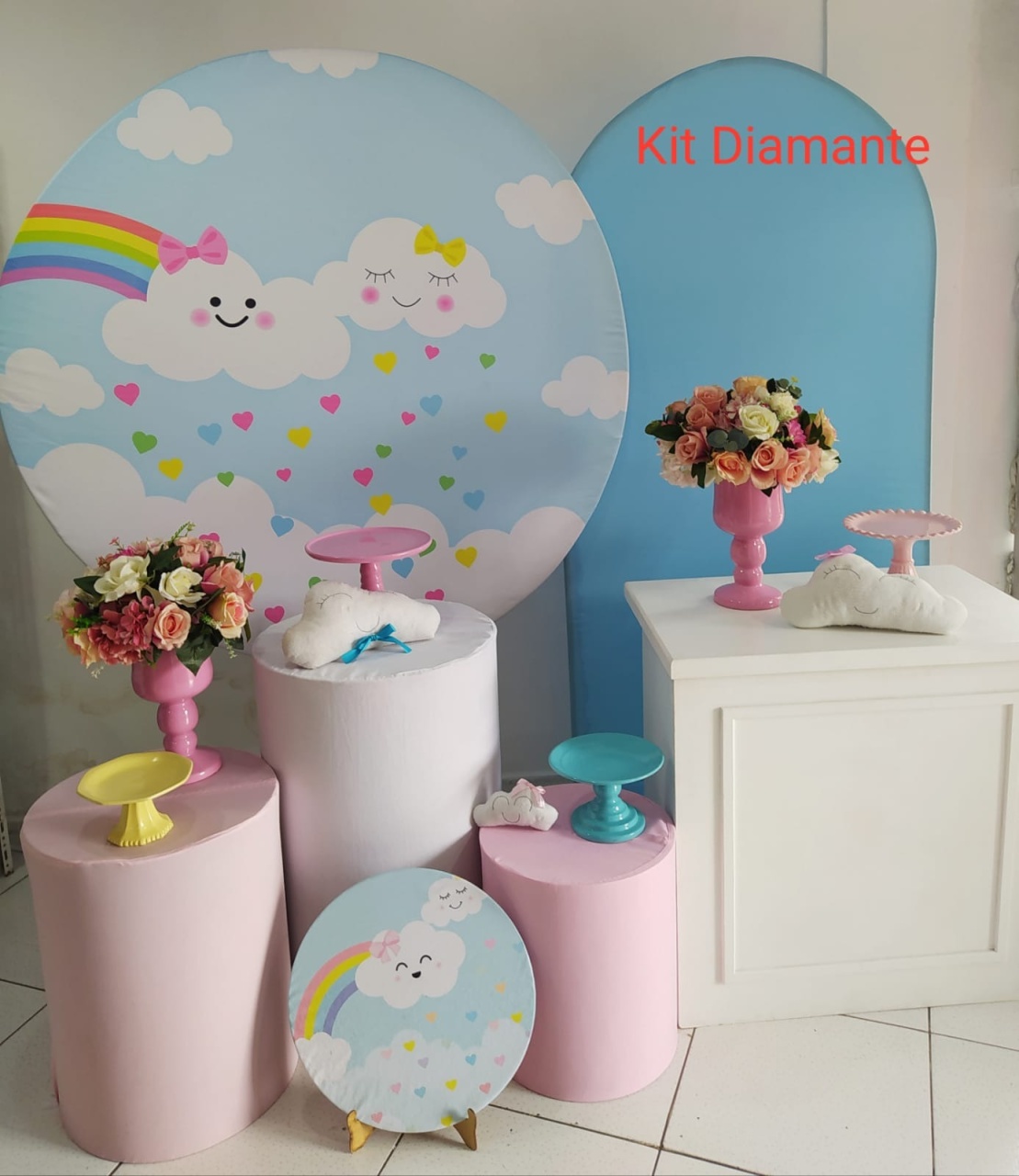 Kit Chuva de Bençãos Rosa Diamante - Inspire Festas