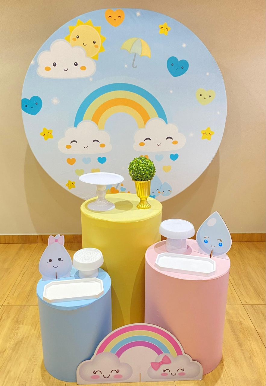Chuva de Amor Kit Prata Painel Azul - Felicittà Festas