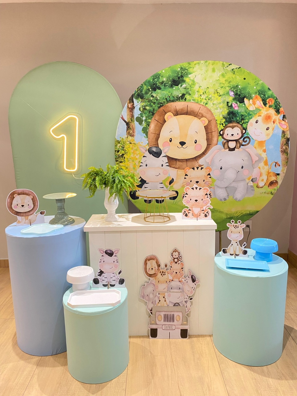 Safari Candy - Anivers, Bebê, Revelação - Kit Diamante Painel Com Tecido - Felicittà Festas