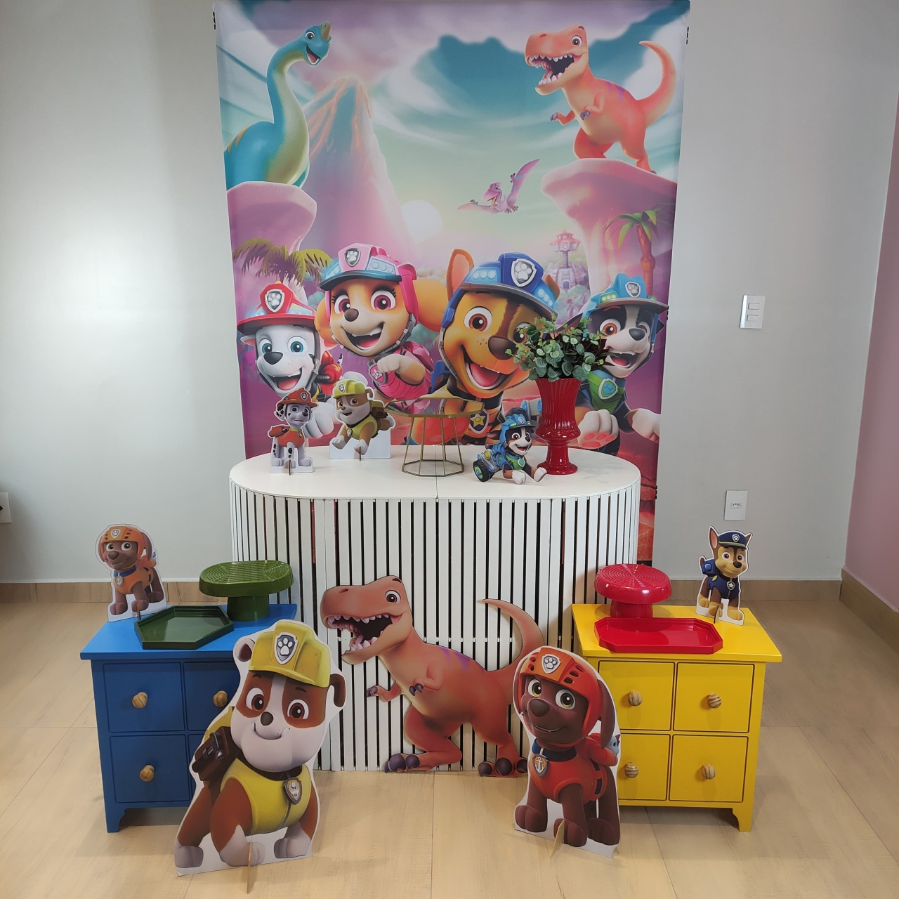 Composição Patrulha Canina E Dino Painel Retangular - Felicittà Festas