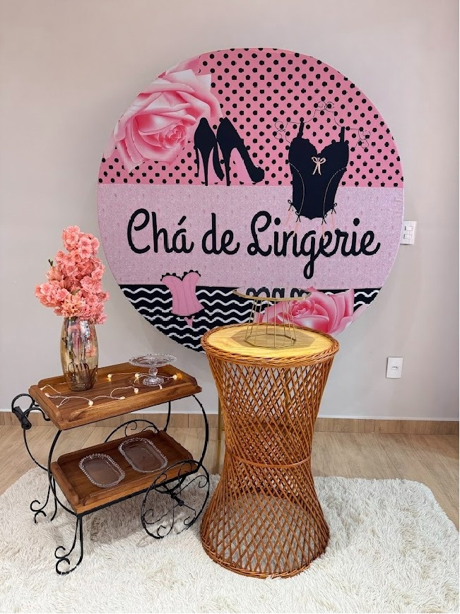 Chá de Lingerie Composição Com Vime E Carrinho - Felicittà Festas