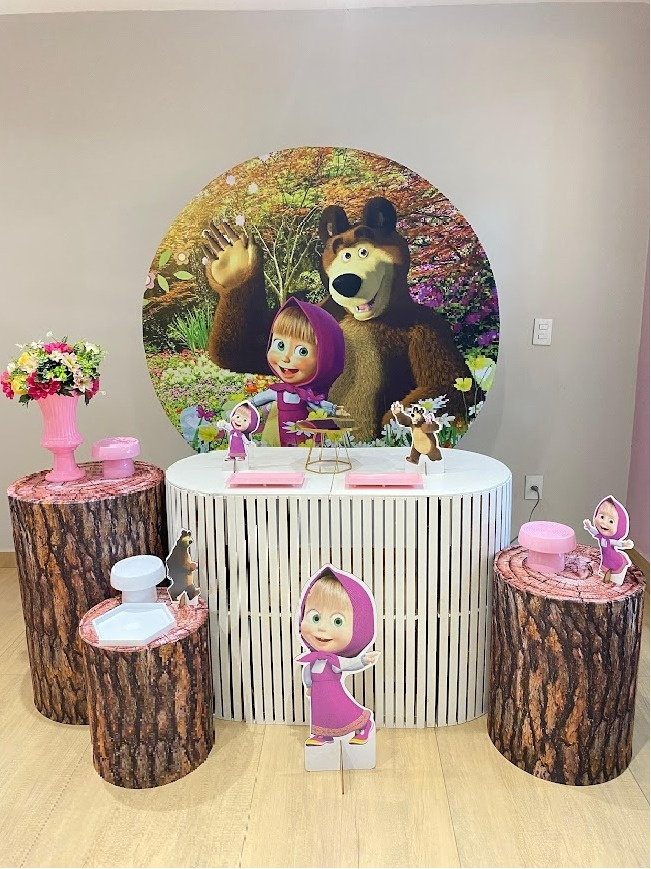 Masha E O Urso Kit Ouro Mesa Ripada G - Felicittà Festas