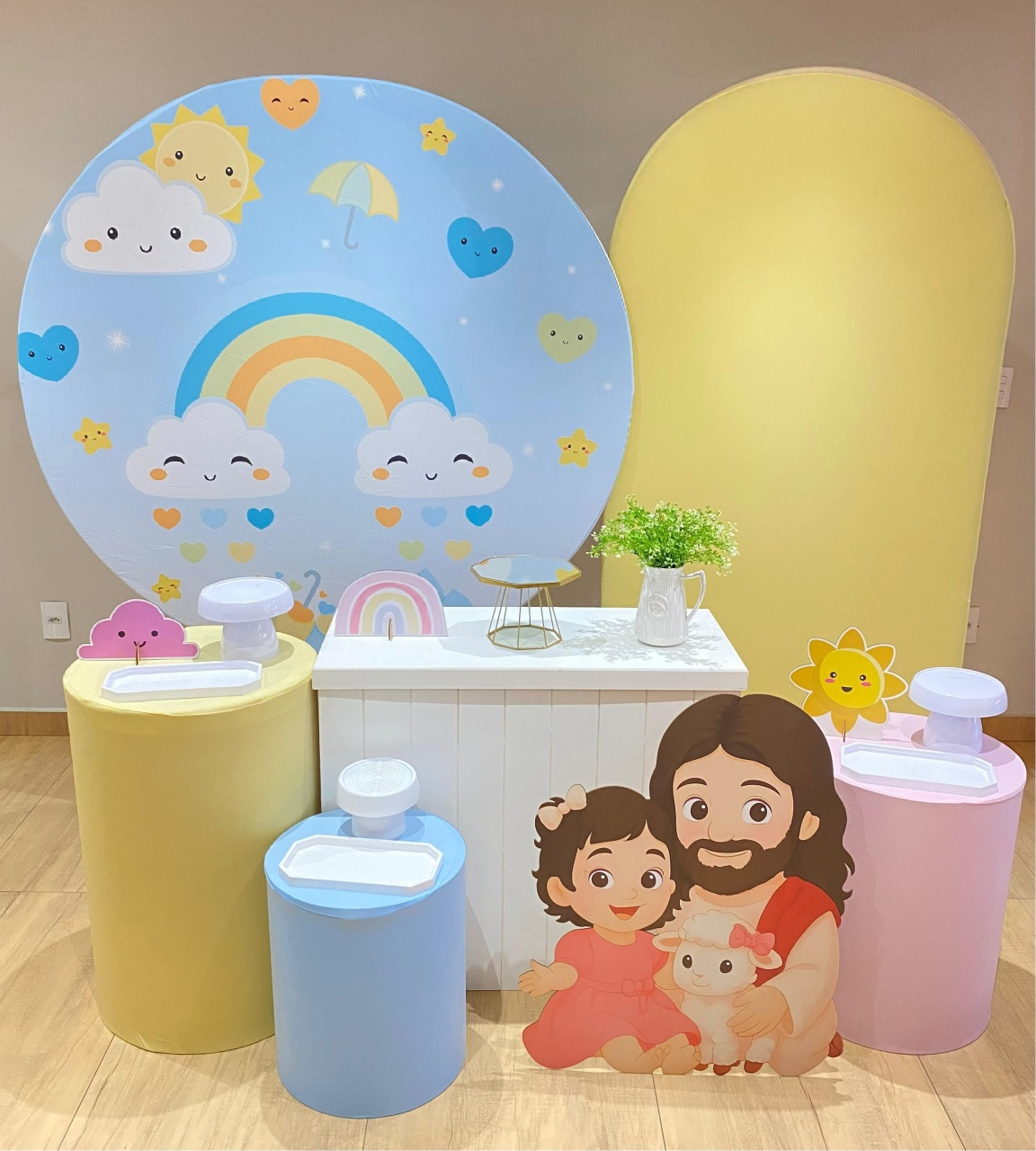 Chuva de Amor Kit Diamante Painel Azul Com Display Amigo Jesus - Felicittà Festas