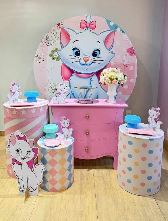 Gata Marrie Kit Ouro Mesa Rosa - Felicittà Festas