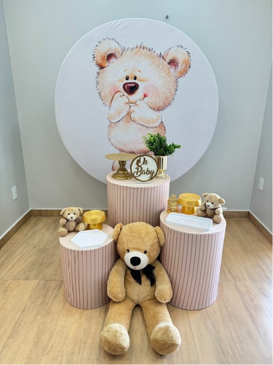 Ursinho Bege Kit Prata - Cha de Bebe/ Revelação/ Aniversario - Felicittà Festas