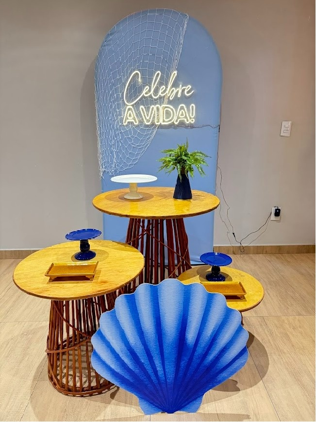 Fundo Do Mar Composição Mesas Vime Cone E 1 Painel - Felicittà Festas