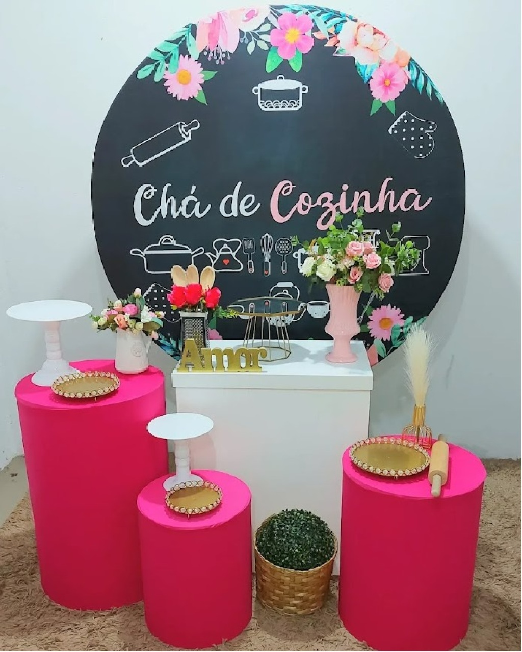 Chá de Cozinha Kit Ouro Mesa Branca - Felicittà Festas