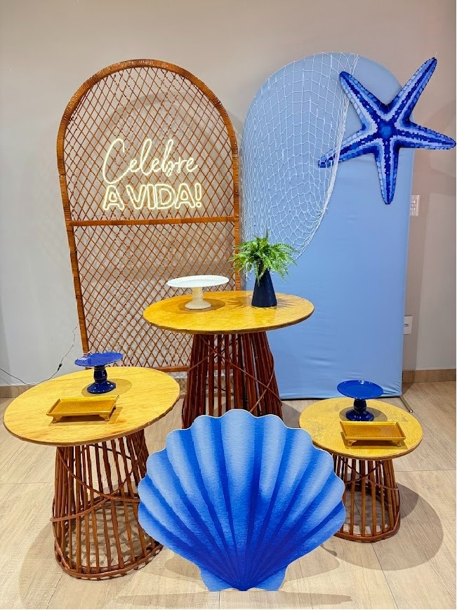 Fundo Do Mar Composição Mesas Vime Cone E 2 Painéis - Felicittà Festas